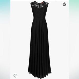 Miusol black lace open back maxi gown dress